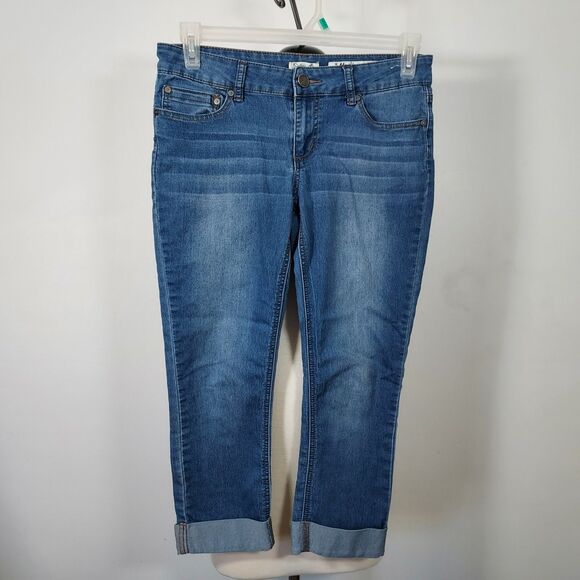 Indigo Rein Crop Capri Juniors Size 11 Skinny Pockets Stretch Blue Denim - Picture 2 of 13